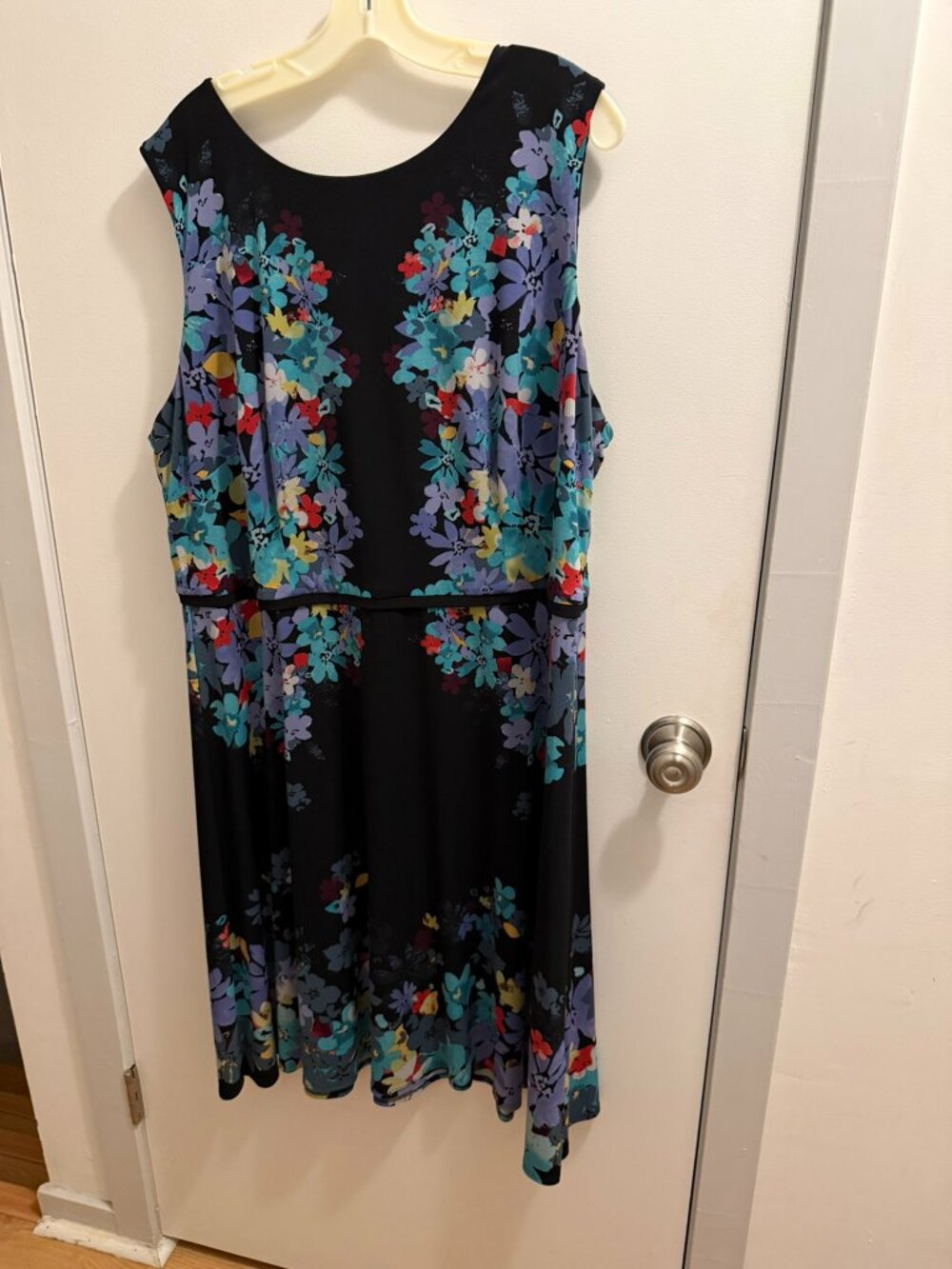London Times Woman 20W Floral Print Stretch Midi Dress Travel